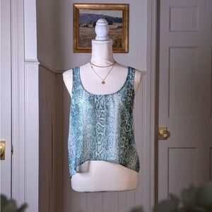 Show Me Your Mumu Teal Snakeskin Tank Top - Made in USA Rare Small